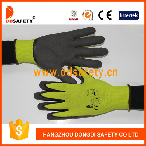 Yellow nylon with brown nitrile glove Yellow nylon with brown nitrile glove